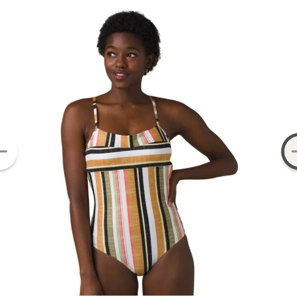 Prana Lurisia One Piece bathing suit Gilded Soleil Stripe Small NWT